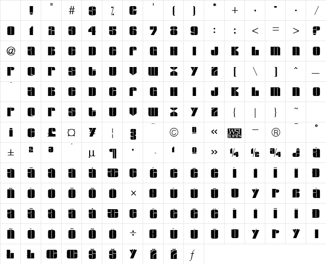 Grover Regular Character Map Grover Regular Character Map