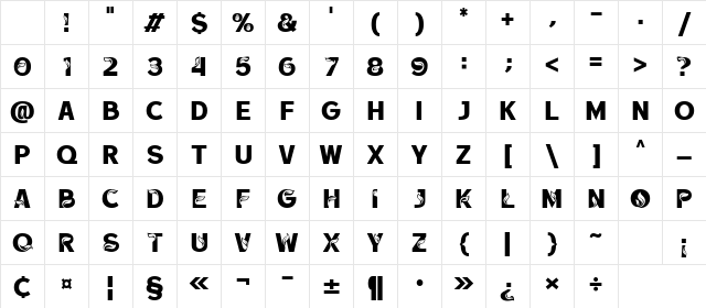 Grow West Regular Character Map Grow West Regular Character Map