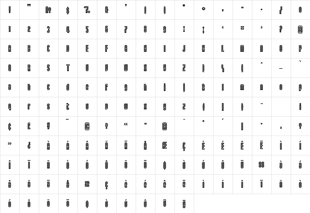 Lusta Regular Character Map