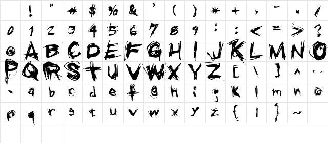 Grunge Regular Character Map