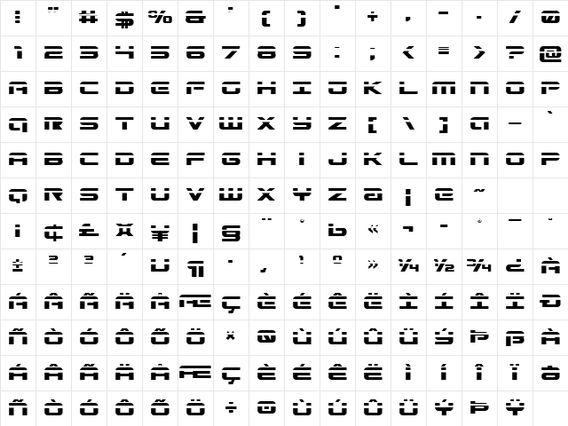 Gunship Laser Regular Character Map