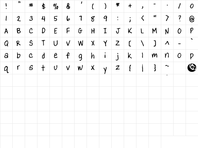 Gweeble Regular Character Map Gweeble Regular Character Map