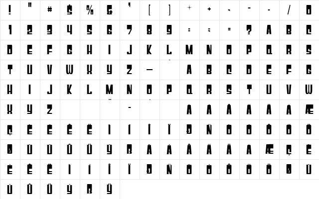 Gyparody Regular Character Map