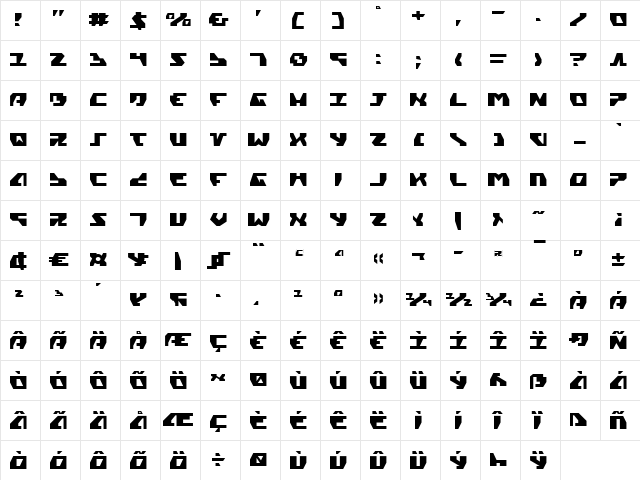 Gyrfalcon Regular Character Map