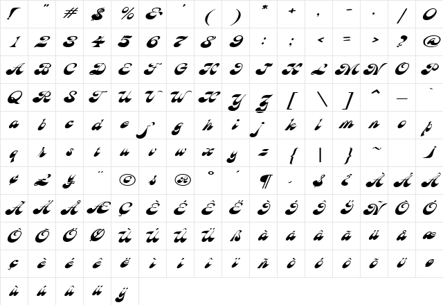 HaightExtended Regular Character Map