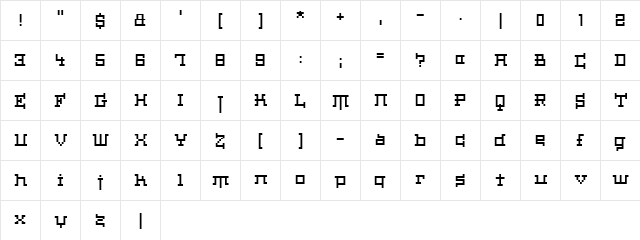 Haiku Regular Character Map