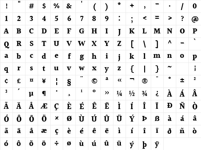 Halant Bold Character Map Halant Bold Character Map