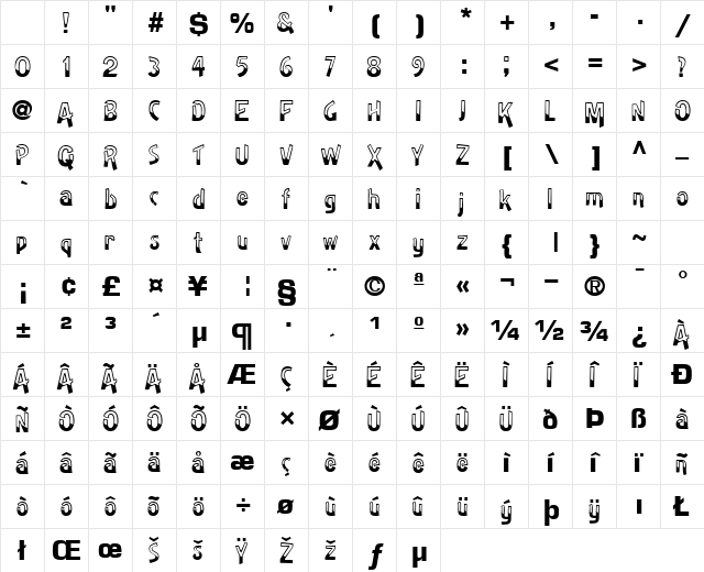 HalfBakedSSK Regular Character Map HalfBakedSSK Regular Character Map