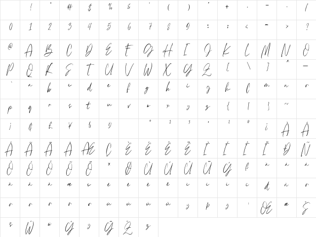 Halima Sofira Regular Character Map Halima Sofira Regular Character Map