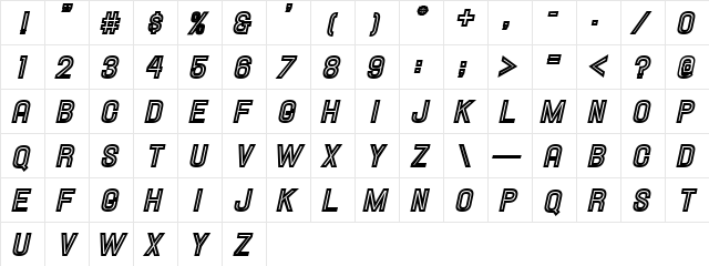 Hallandale Inline Italic JL Regular Character Map Hallandale Inline Italic JL Regular Character Map