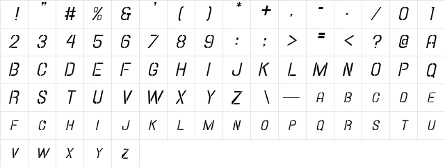 Hallandale Stencil It. SC JL Regular Character Map
