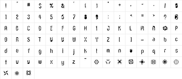 LVDC Romantic9 Regular Character Map