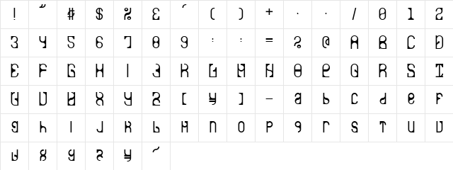 LVDC auroradance Regular Character Map