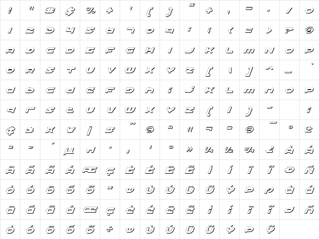 Halo Shadow Shadow Italic Character Map Halo Shadow Shadow Italic Character Map