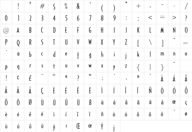 HalseyLightCondSSK Regular Character Map HalseyLightCondSSK Regular Character Map