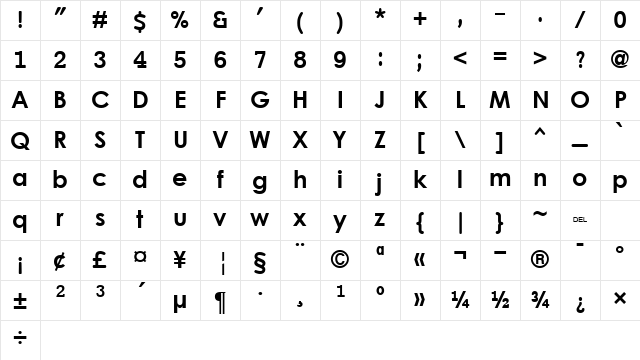 Levenim MT Bold Character Map