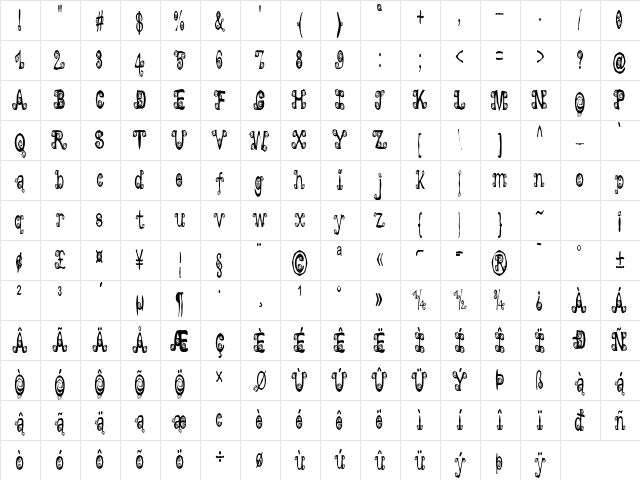 Lyarith Regular Character Map