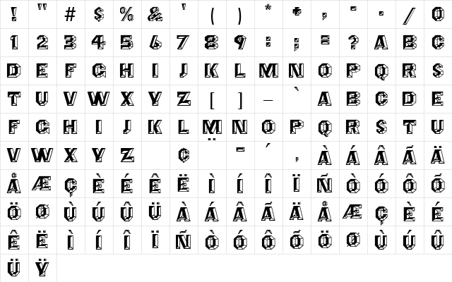 Angles MF Regular Character Map