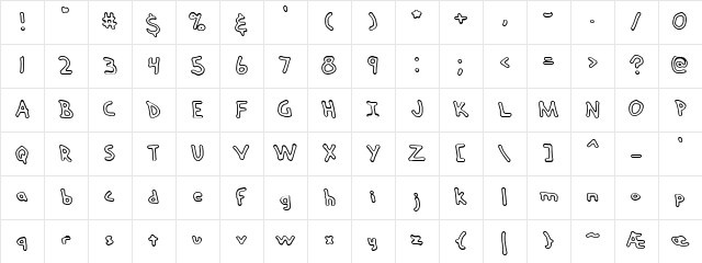 Hand Me Down O (BRK) Regular Character Map