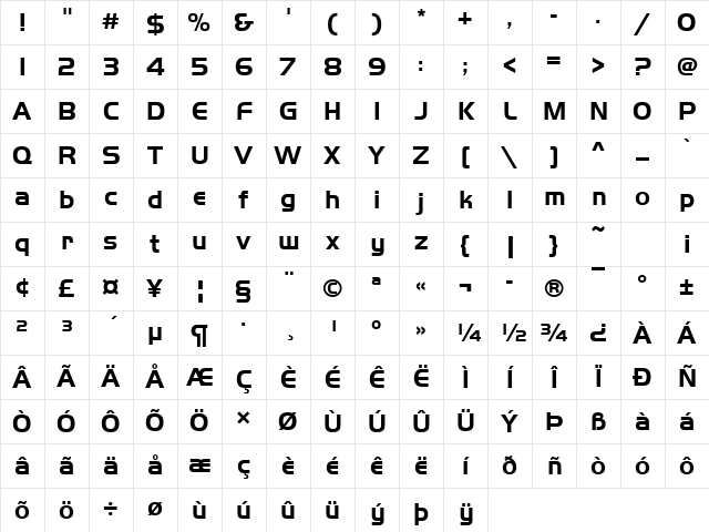 Handel Becker Bold Regular Character Map