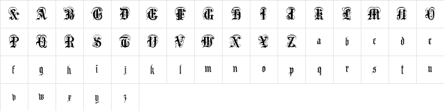 Anglo Text Regular Character Map