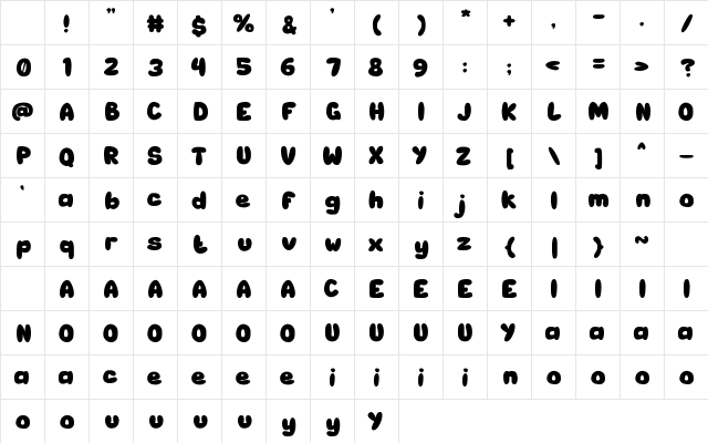 Happy-Days Regular Character Map