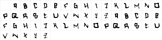 Hardcore Regular Character Map