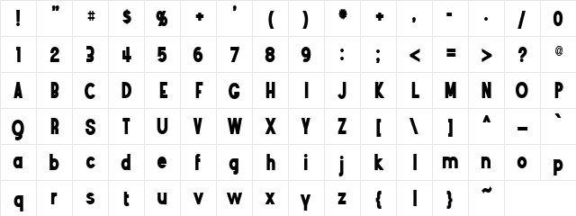 Angostura Black Regular Character Map