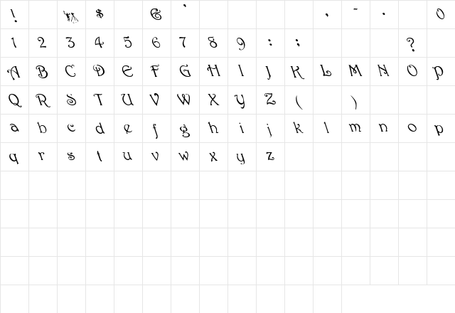 Harrington Leftified Regular Character Map