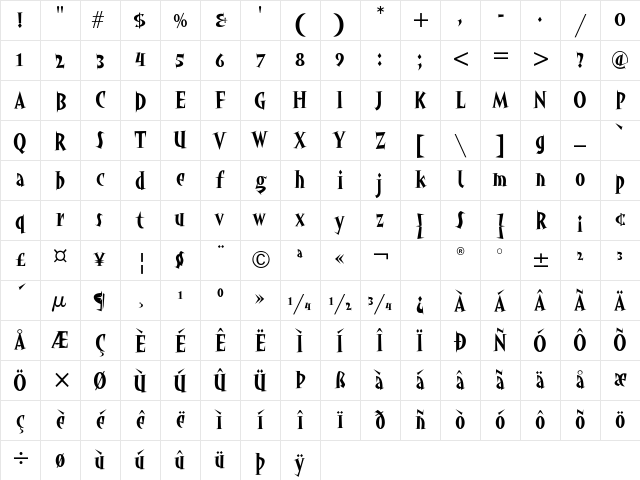 AngryhogITC Regular Character Map