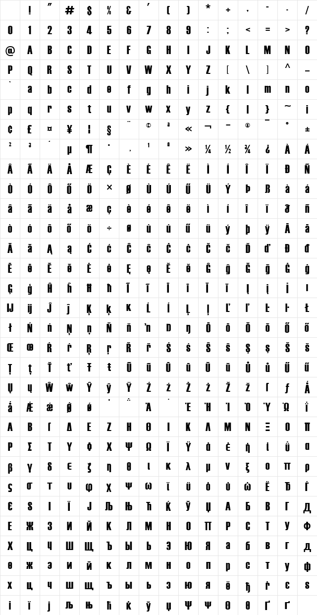 Haettenschweiler Hu Normal Character Map