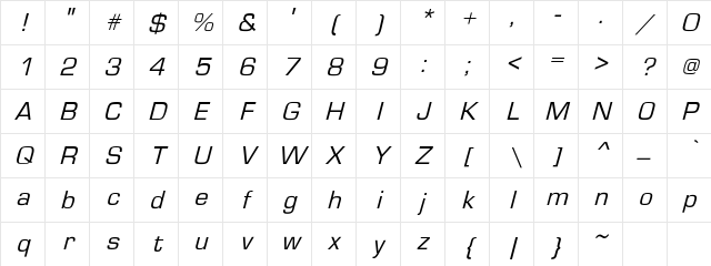 Lynette Oblique Regular Character Map Lynette Oblique Regular Character Map