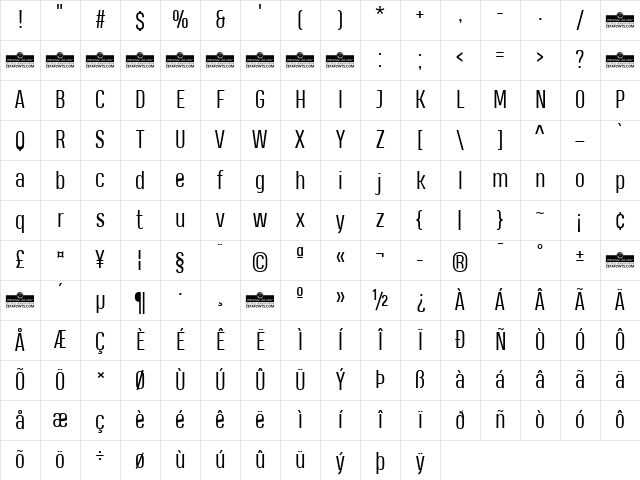Heading Pro Trial Book Character Map