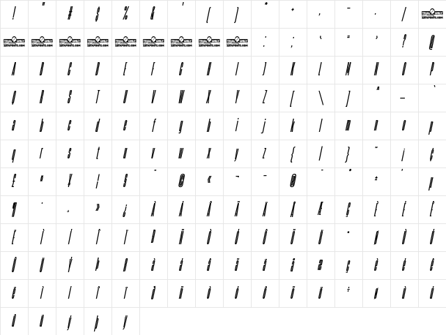 HeadingNow Trial 07 Extrabold Italic Character Map