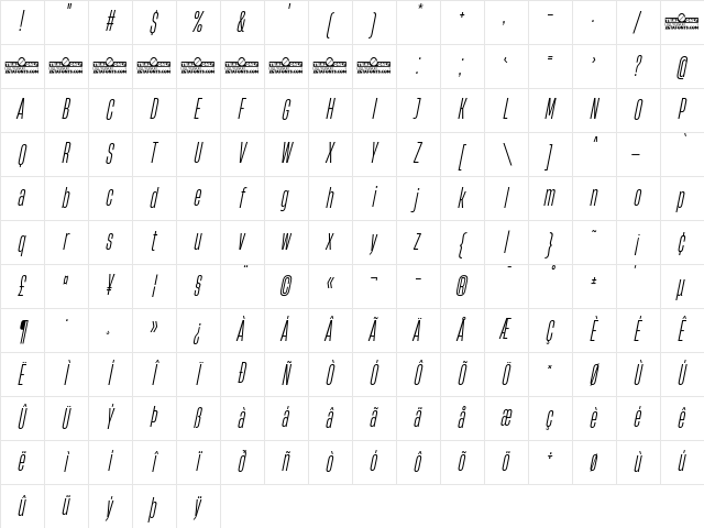 HeadingNow Trial 23 Book Italic Character Map HeadingNow Trial 23 Book Italic Character Map