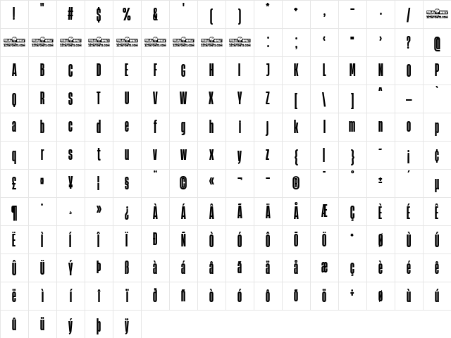 Heading Now Trial 27 Extrabold Character Map