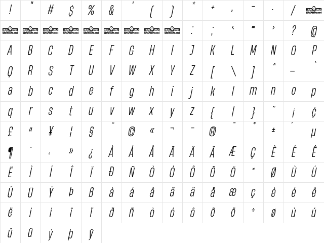 HeadingNow Trial 43 Book Italic Character Map HeadingNow Trial 43 Book Italic Character Map