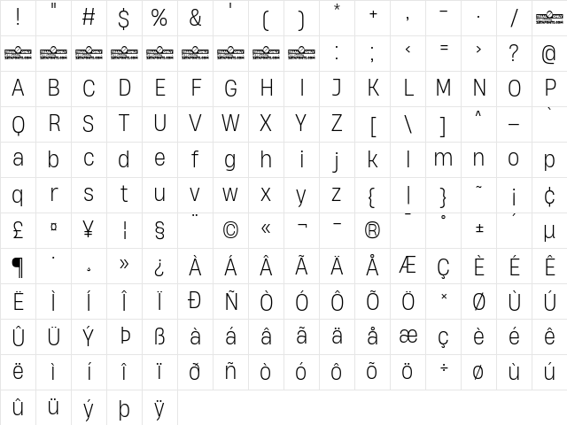Heading Now Trial 62 Light Character Map