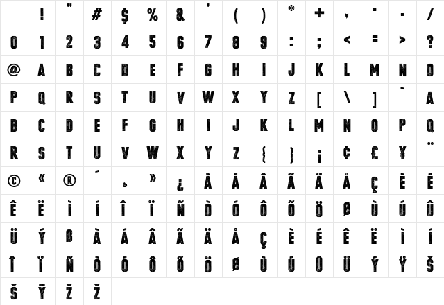 Headlined Regular Character Map