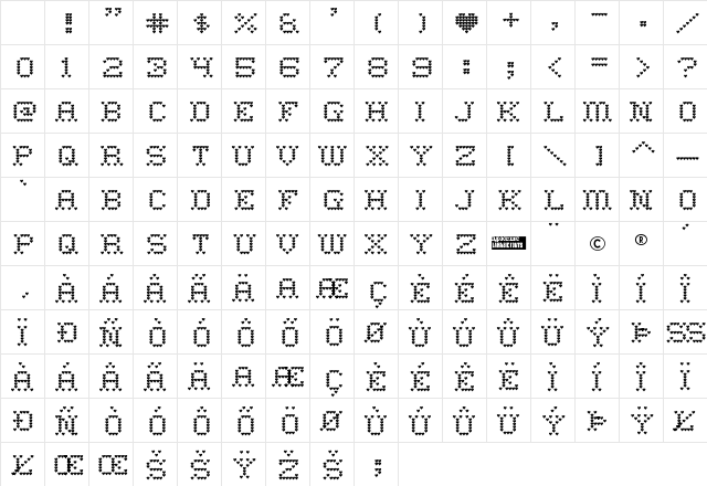 Heart Sweet Heart Regular Character Map Heart Sweet Heart Regular Character Map