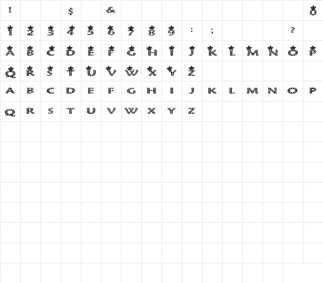 NewFont Regular Character Map