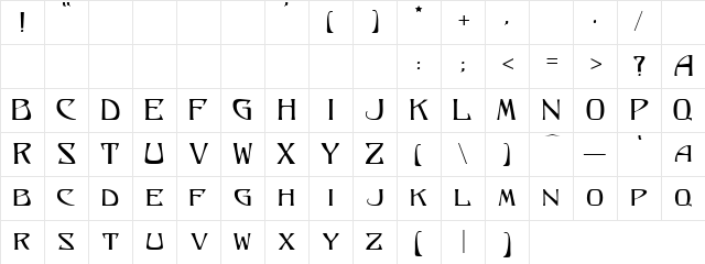 Lysander!" Regular Character Map