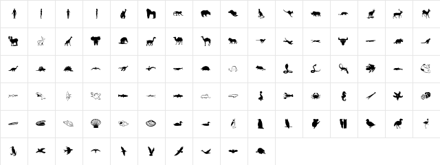 Animals 1 Regular Character Map