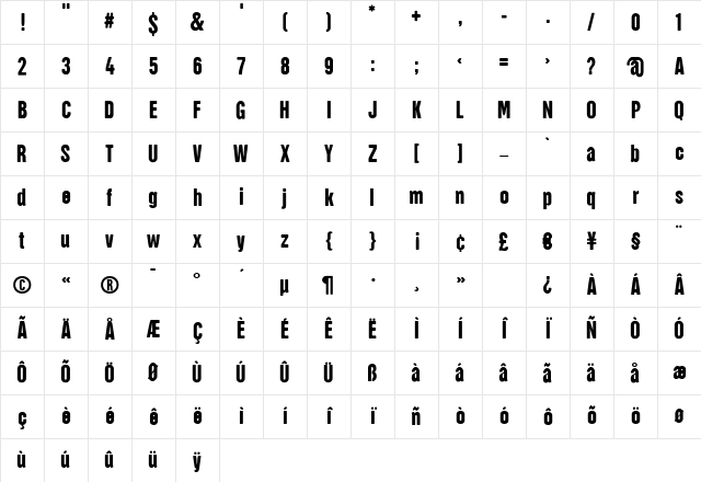 Hector Regular Character Map Hector Regular Character Map