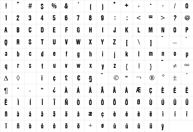 HegelCondMedium Regular Character Map