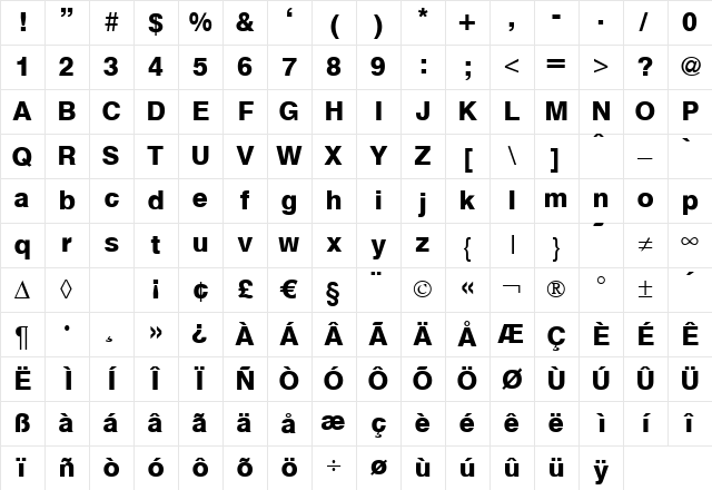 HegelDemi Regular Character Map