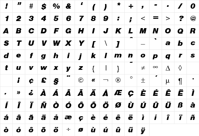Hegel BoldItalic Character Map