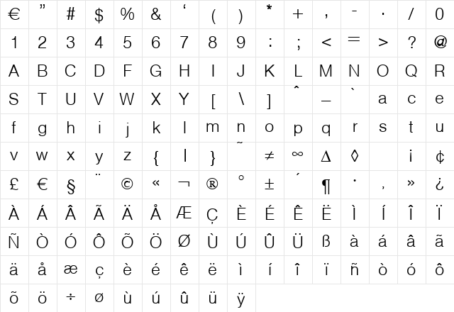 HegelLight Regular Character Map HegelLight Regular Character Map