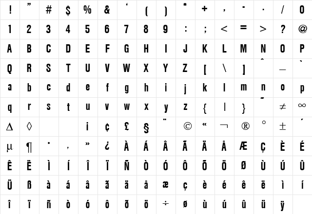 HegelCondMedium Regular Character Map