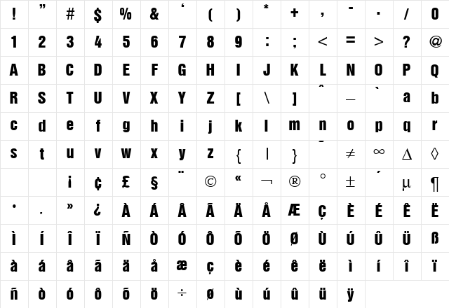 HegelInserat Bold Character Map